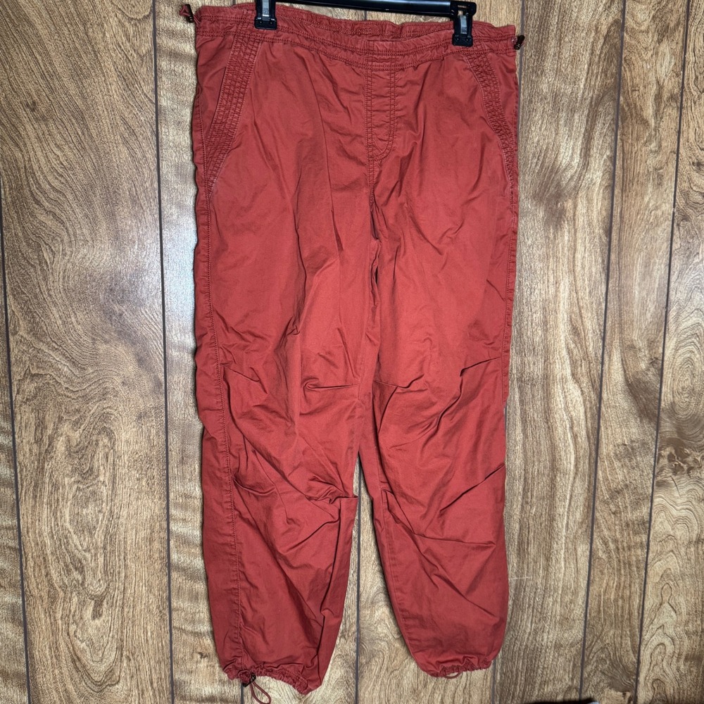 Arizona Jean Co Womens Rust Orange Cotton Drawcord Jogger Pants Size M Cinch Hem